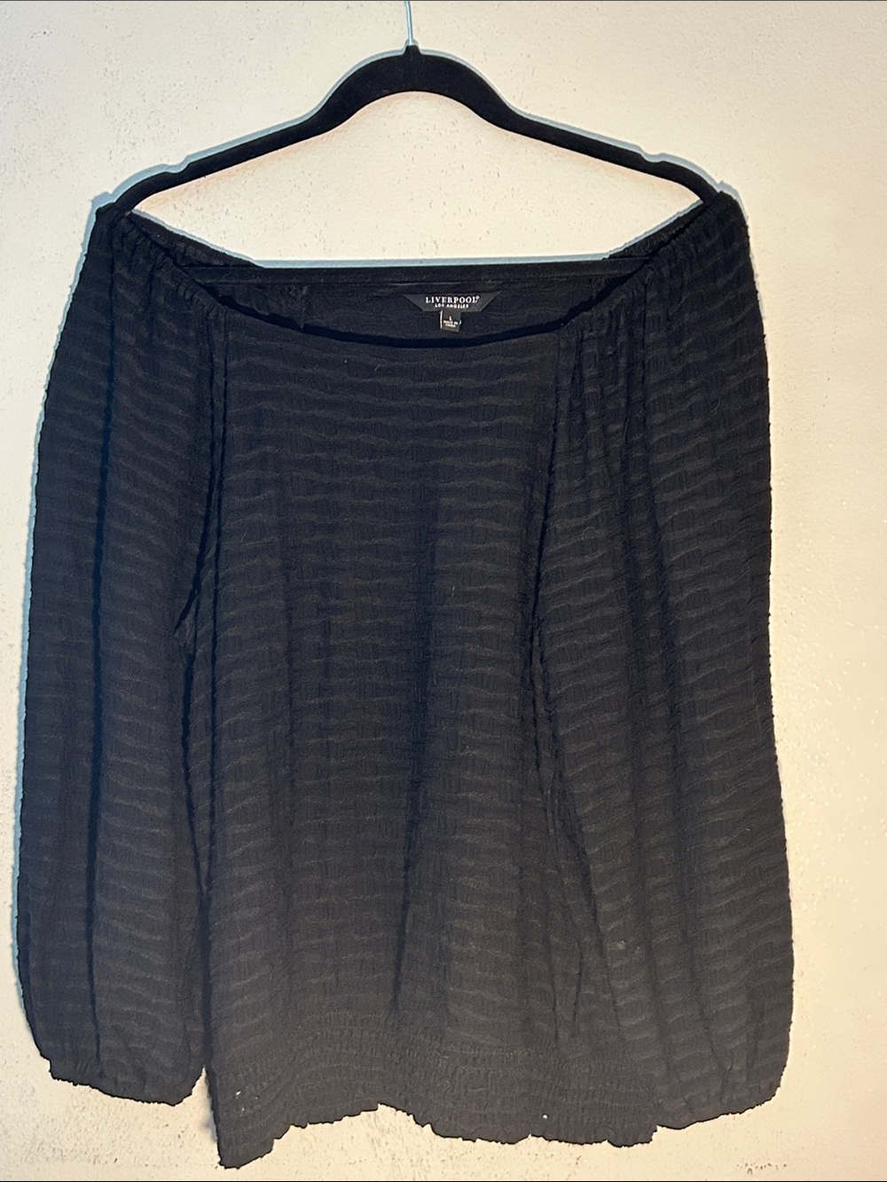 Liverpool Black Textured Scoop-Neck Tunic